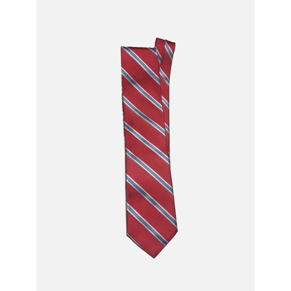 Collared Greens Necktie Mens OS Red Blue Striped Silk USA Made Preppy Business